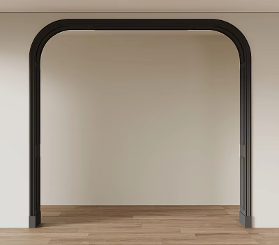 Black Arched Door Frame In Modern Interior With Light Walls And Wooden Floor 3d model