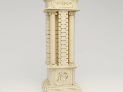 Elegant Classical Roman Column Featuring Intricate Carved Patterns And Stone Craftsmanship 3d model