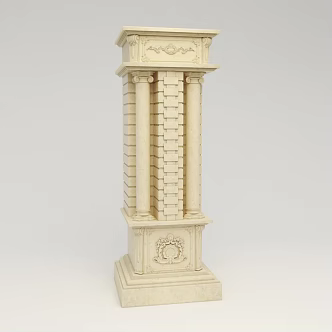 European Roman Column Baroque Stone Column 3d model