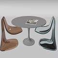 Modern Round Table and Chairs Set with Colorful Acrylic Frames and Metal Base 3d model