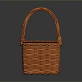 Practical Orange Woven Wicker Picnic Basket With Sturdy Handle For Daily Household Use