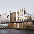 Modern Kindergarten Building With Large Windows Wooden Fence And Outdoor Area