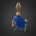 Rabbit Creature Character 3D Model With Sword Blue Cape And Green Outfit 3d model