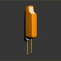 Two Orange Popsicles With One Bitten On Wooden Sticks