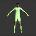 Man In Green Goalkeeper Uniform With Number 1 And Yellow Gloves