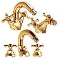 Golden Faucet Design Collection With Cross Handles And Polished Brass Finish