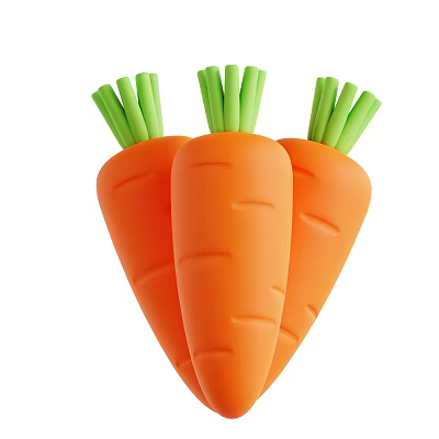 Fresh Orange Carrots With Green Leafy Tops On Clean White Background 3d model