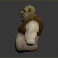 3D Monster Character With Green Skin Small Horns Brown Vest Round Body And Funny Expression
