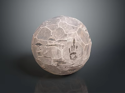 Handcrafted Stone Wood Sphere Sculpture With Intricate Carvings And Natural Textures 3d model