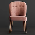 Stylish Pink Upholstered Chair With Tufted Back And Durable Wooden Legs Design