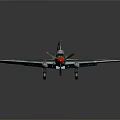 Vintage Military Airplane Model With Camouflage Paint Red Stars On Wings And Red Nose