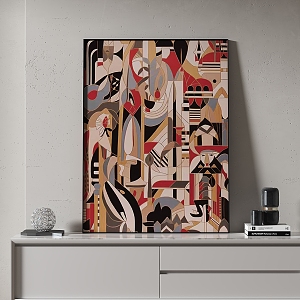 geometric abstract decorative painting 3d model