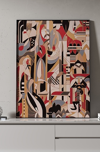 geometric abstract decorative painting 3d model