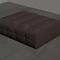 Modern Brown Leather Tufted Sofa Stool In Bright Room With Gray Floor