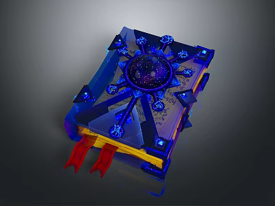 Creative Decorative Ornament Set With Blue LED Lights Starry Design And Geometric Base 3d model