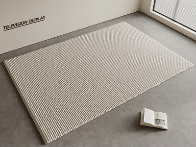 Woven Square Rug With Open Book On Gray Floor By Window Blinds 3d model