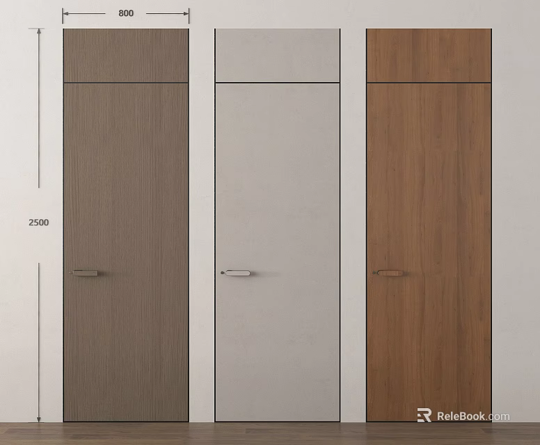 Modern Hinged Doors With Various Wooden Textures For Home Interior Design 3d model