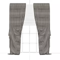Elegant Gray Velvet Pleated Curtains Hanging On White Window Frame