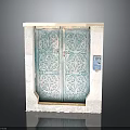 Quality Hardware Tools For Green Double Doors With Intricate Patterns Light Frame And Blue Device