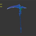 Fantasy Style Staff With Purple Blue Wings And Metallic Accents For Game