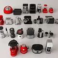 Assorted Red And Black Kitchen Appliances Collection For Modern Home Use 3d model