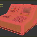Vintage Orange Electronic Device With Green Screen Keyboard And Control Buttons