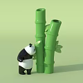 Interactive Area Featuring Playful Pandas Climbing And Resting On Green Bamboo 3d model