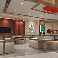 Modern Elegant Gold Jewelry Store Interior With Golden Decor And Counters