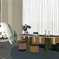 Modern Casual Sofa Combination Eggshell Sofa Table and Chair Combination 3d model