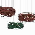 Modern Woven Chandeliers in Brown and Green for Interior Design