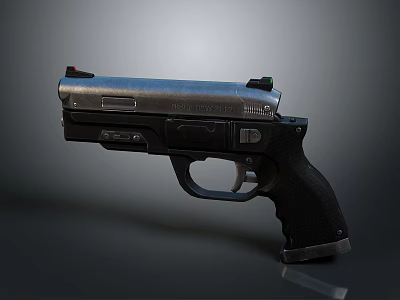 High Quality Modern Metallic Handgun With Black Grip And Tactical Sight Design 3d model
