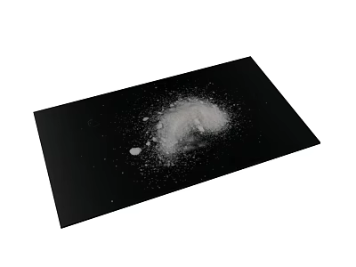 Natural Plant Derived White Powder Scattered On Black Rectangular Board 3d model