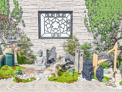 New Chinese Landscape Sparkies Kumi Landscape Villa Courtyard Garden Landscape Courtyard Garden Landscape Sparkies model