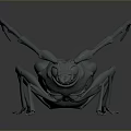 3D Rendered Beetle With Long Antennae Multiple Legs And Gray Tone On Dark Background