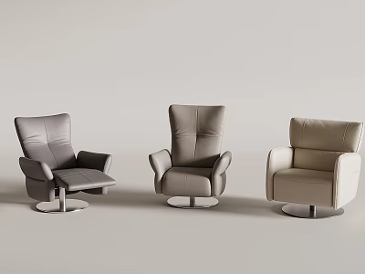 Gray Leather Single Sofa With Three Different Styles And Swivel Base In Light Background 3d model