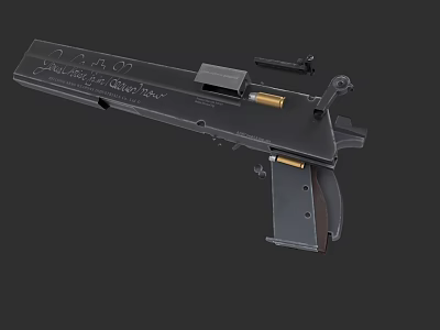 Vintage Weapon with Wooden Grip Metal Structure and Engraved Details 3d model