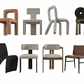 Modern Stylish Dining Chairs Featuring Various Designs Unique Shapes And Different Colors 3d model