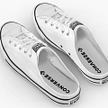 Classic White Canvas Slip On Shoes With Lace Up Design And Black Sole