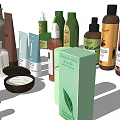 Perfume and Cosmetics Collection with Assorted Bottles Jars Tubes and Packaging Boxes 3d model