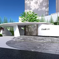 Modern Entrance Gate Design With White Building Green Plants And Stone Steps