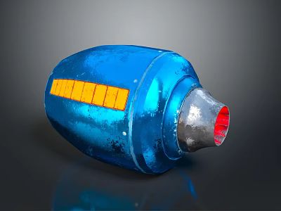 Metallic Shiny Blue Weapon With Orange Stripes Silver End And Red Section 3d model