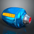 Metallic Shiny Blue Weapon With Orange Stripes Silver End And Red Section