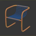 Red Metal Wire Chair With Modern Curved Frame And Mesh Seat Backrest