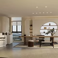 Elegant Modern Mall Shop Open Living Area With Large Windows Sofa Green Plants City View