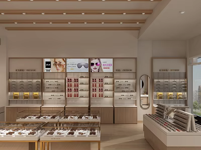 Well Lit Mall Eyewear Counter With Display Shelves 3d model