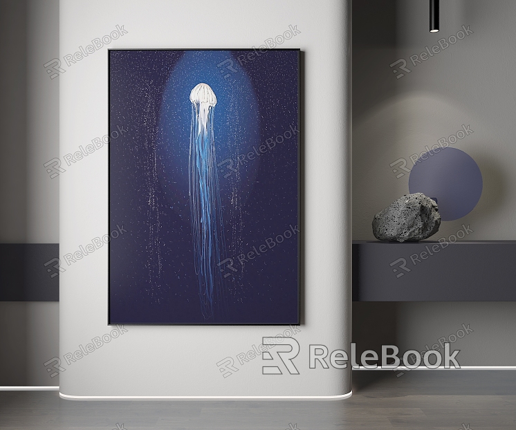 Modern Animal Painting Blue Jellyfish Hand-painted Decorative Painting model