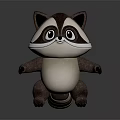 Cute 3D Cartoon Raccoon Character With Big Eyes And Standing Pose