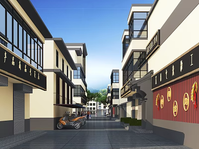 Modern Commercial Street Commercial Culture Street Town 3d model