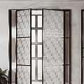 Double Doors Interior Design With Perforated Glass Panels And Metal Frames 3d model