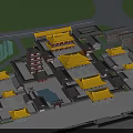 Ancient Chinese Architecture Complex With Traditional Palace Style Yellow Glazed Roofs And Courtyard Layout